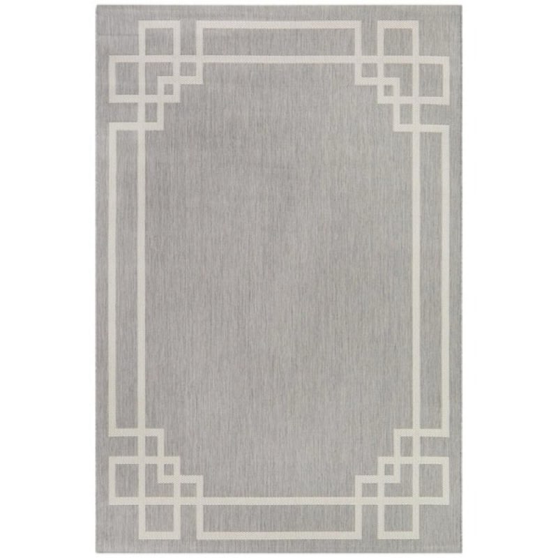 Cecilia grey art deco border indoor/outdoor arearug 