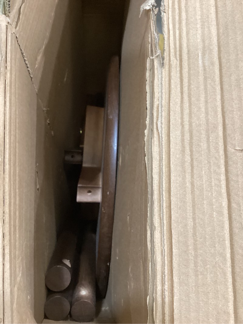 Condition photo showing As Is for round end table,solid wood small round table with lower shelf,round side table,nightstand for small spaces,living room,bedroom(walnut)