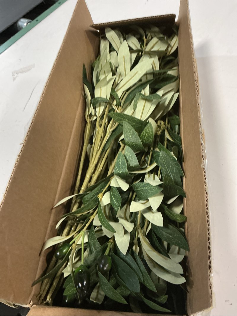Condition photo showing Good Condition for ?10 PCS 18 Inch Artificia??l Olive Branches for Vases - Realistic Faux Olive Tree Stems with Lifelike Leaves & Fruits, DIY Centerpiece Decor for Home Wedding Office Cafe, Includes Easy-Bend Wire