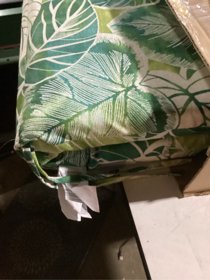 Condition photo showing Good Condition for Pillow Perfect Botanical Indoor/Outdoor 1 Piece Split Back Chaise Lounge Cushion, 1 Count, 72.5" x 21", Green/Ivory Key Cove 72.5" x 21" Green/Ivory Key Cove