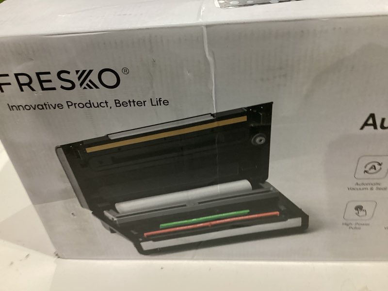 Condition photo showing As Is for FRESKO Automatic Vacuum Sealer, Powerful Food Vacuum Sealer Machine, Auto Dry-Wet Detection, Bag Cutter, 2 Rolls Bags, Effortless Operation, Starter Kit Black 2 Rolls Bag