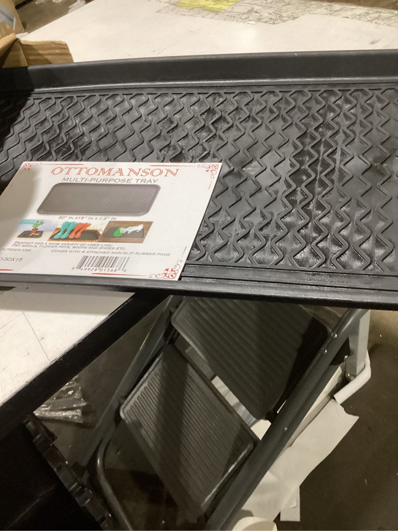 Condition photo showing As Is for ottomanson multipurpose all season boot tray mat, reusable pee pad for dogs, 15" x 30" black 1'3" x 2'6" (tray)