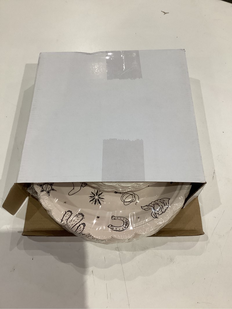 Condition photo showing New/Like New for Havawish 60 Pcs Western Paper Plates Cowboy Party Plates Rodeo Bachelorette Decorations Ranch Birthday Disposable Dinner Tableware Set for Cowboy Western Themed Birthday Supplies