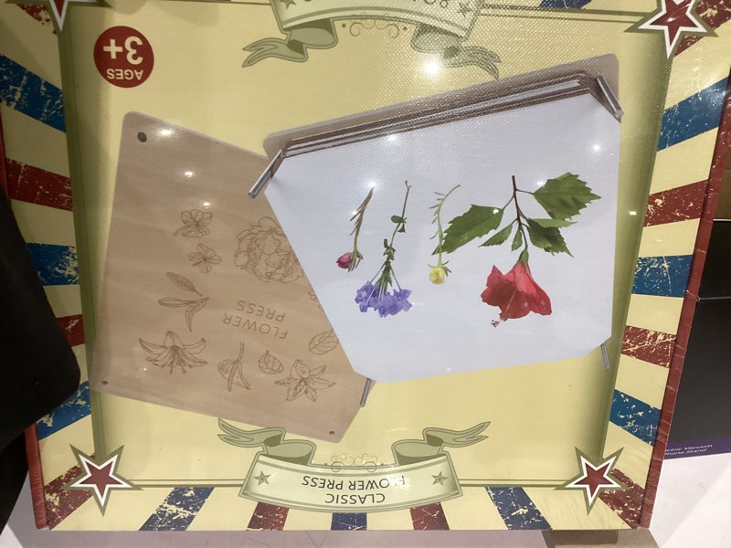 Condition photo showing New/Like New for Wooden Flower Press Kit for Adults & Kids - Great Gift for DIY Arts and Crafts Lovers, Preserve Memories, Color & Shape - Perfect for Drying Flowers, Leaves, Herbs (10.6 x 10.6 Inch) Square 10.6" x 10.6"