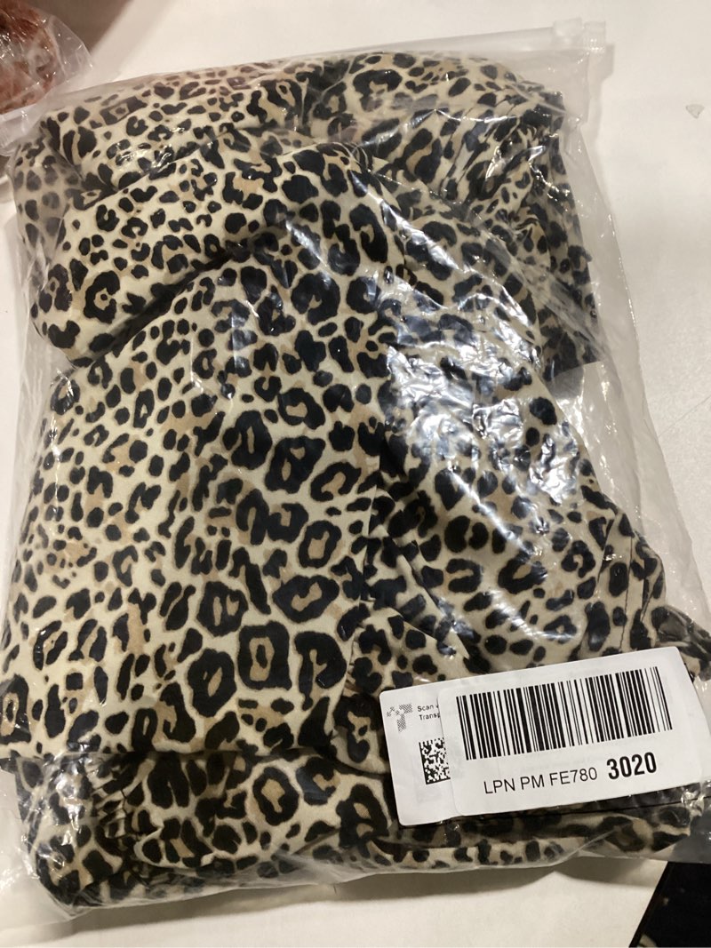 Condition photo showing Good Condition for Amoretu Womens Tunic Dress Long Sleeve V Neck Casual Loose Flowy Swing Shift Dresses Large Leopard Khaki