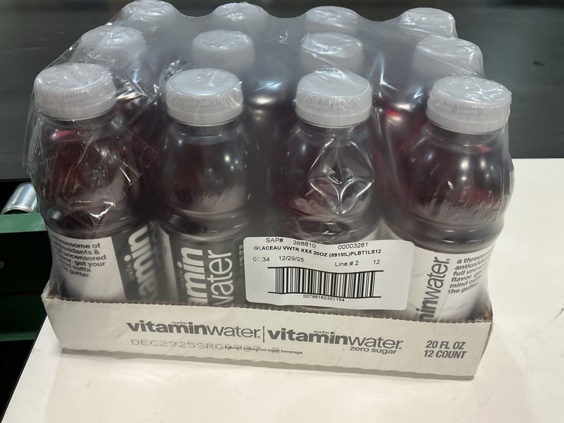 Condition photo showing New/Like New for (12/29/25)vitaminwater XXX Açai Blueberry Pomegranate Nutrient Enhanced Flavored Water Beverage, 20 fl oz Bottles, 12 Pack XXX Açai Blueberry Pomegranate 20 fl oz (Pack of 12)