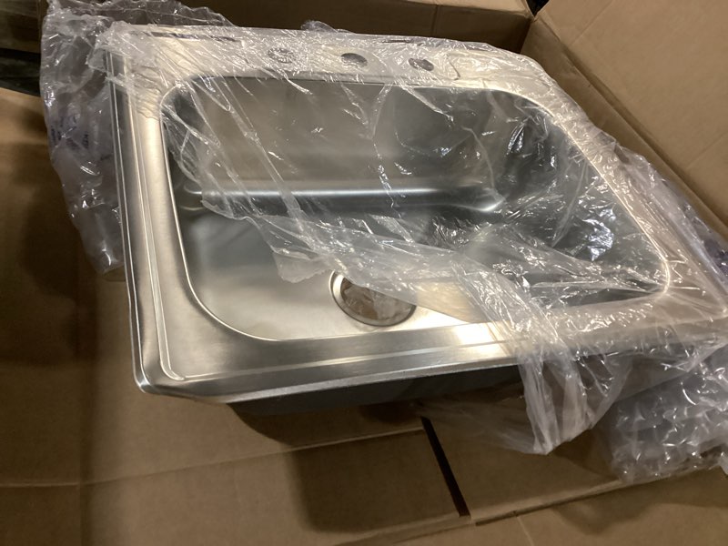 Condition photo showing As Is for Similar Houzer MGS-3018-1 Medallion Gourmet Series Undermount Stainless Steel Large Single Bowl Kitchen Sink Satin
