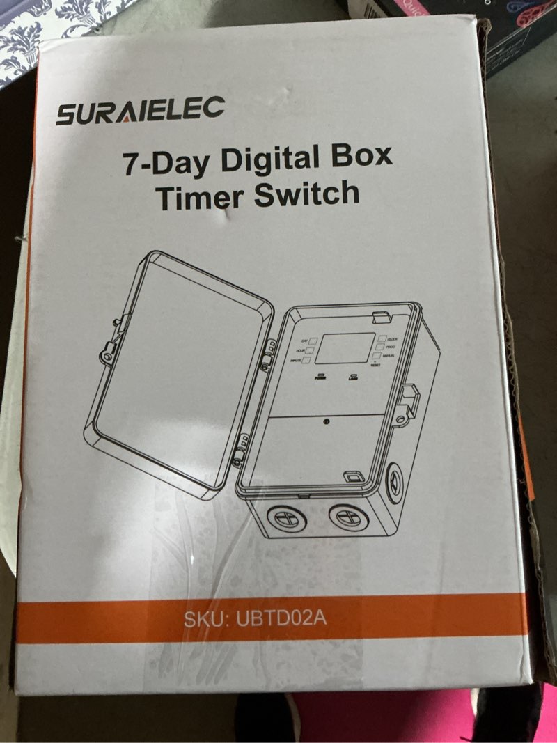 Condition photo showing Good Condition for suraielec pool timer, 7-day digital pump timer switch, 40 amp heavy duty, 120/240/277 vac, 2hp programmable switch box for swimming pool, hot water heater, lights, outdoor/indoor use