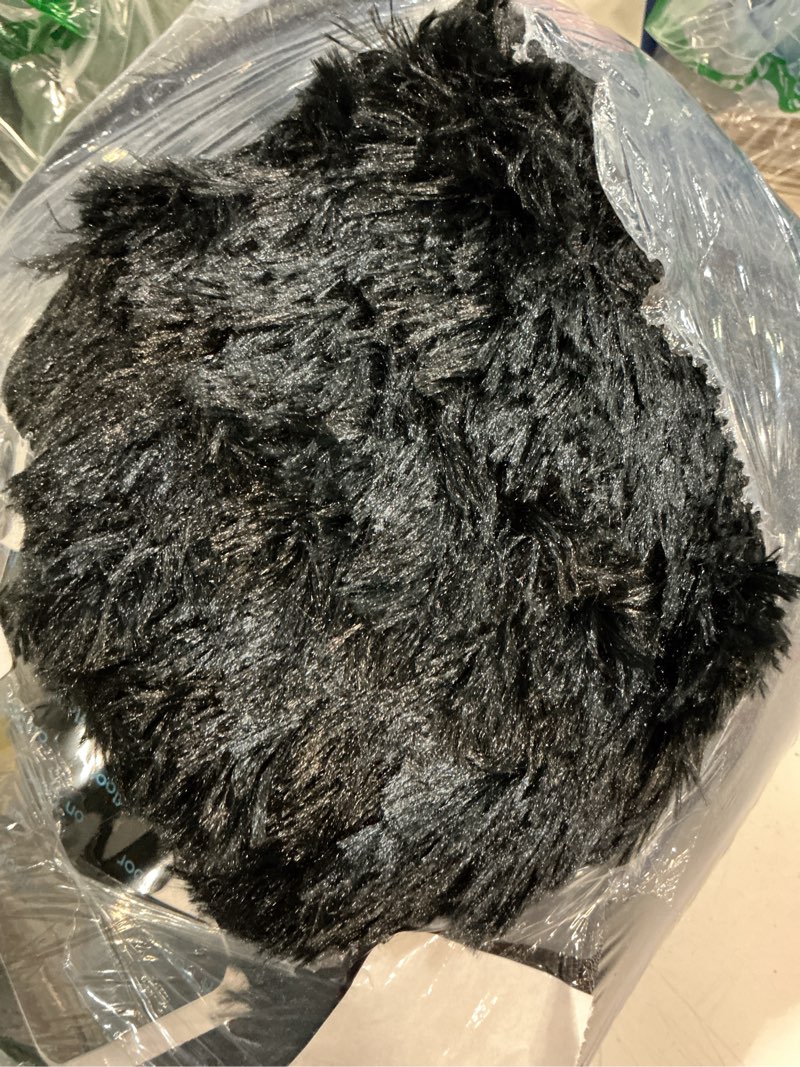 Condition photo showing New/Like New for ophanie round rug 5ft black circle area rug, room decor for men, fluffy fuzzy bedroom carpet, plush soft shaggy living room rugs for kids home decor aesthetic, nursery 3- black round 5' (round)