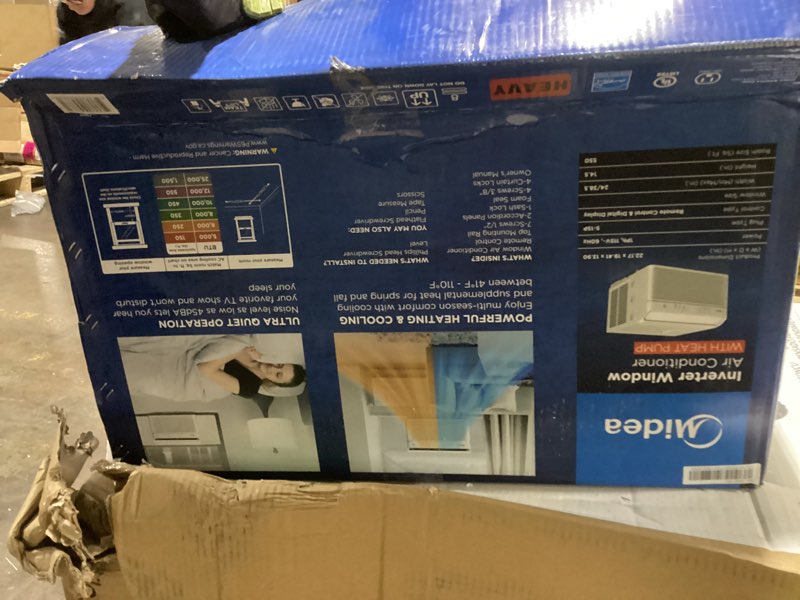 Condition photo showing As Is for Midea 12,000 BTU Smart Inverter Air Conditioner Window Unit with Heat and Dehumidifier – Cools up to 550 Sq. Ft., Energy Star Rated, Quiet Operation, Electronic Controls, Remote Control, White 12,000 BTU with Heat