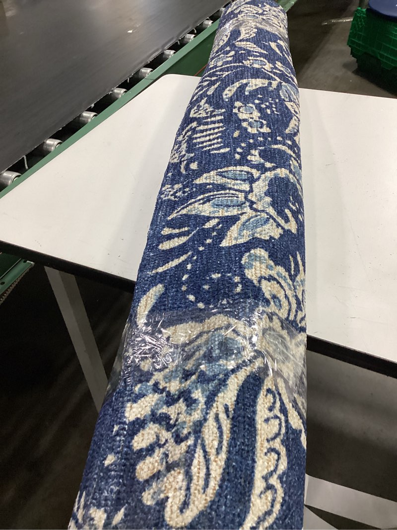 Condition photo showing As Is for area rug 5x7 blue docile 
