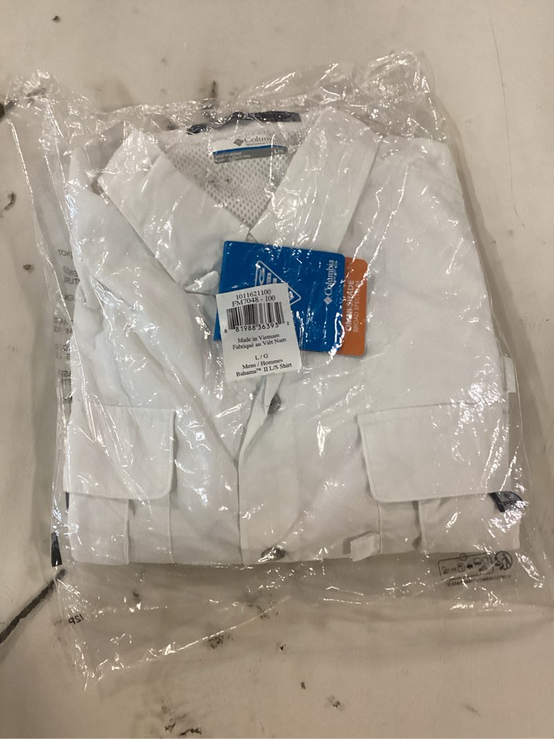 Columbia Men's Bahama II Long Sleeve Shirt, White, Large