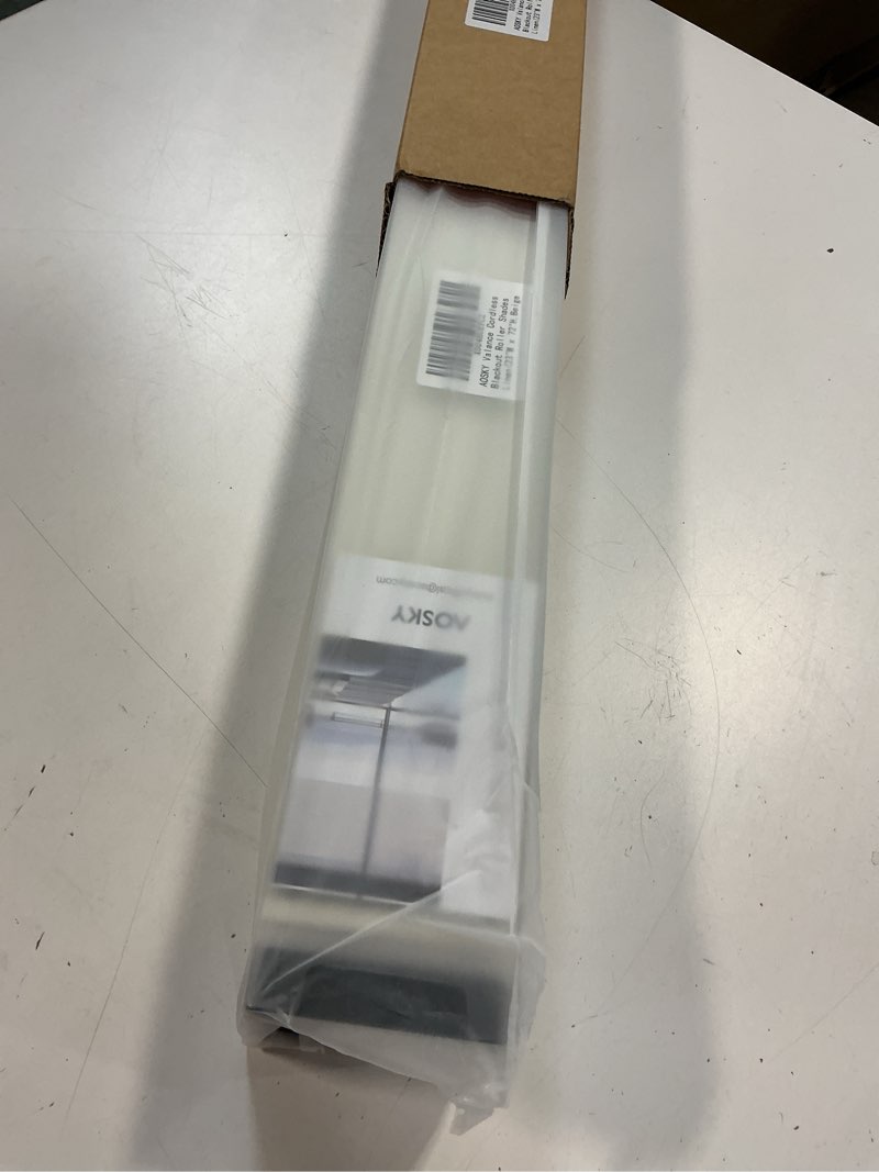 Condition photo showing Good Condition for aosky light filtering roller shades cordless blinds for windows, free-stop shades with valance, 99% blackout, thermal insulated fabric, uv protection, natural woven blinds?34" w x 72" h, grey?