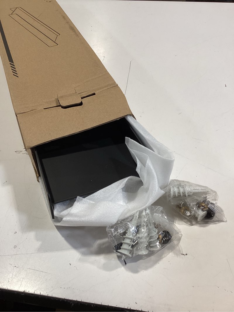 Condition photo showing Good Condition for floating shelves for wall, wall mounted shelves with lip for storage, metal display shelves for home decor, kitchen/living room/bedroom/bathroom shelf, black 20 inch 2 pack black 20 inch 2p