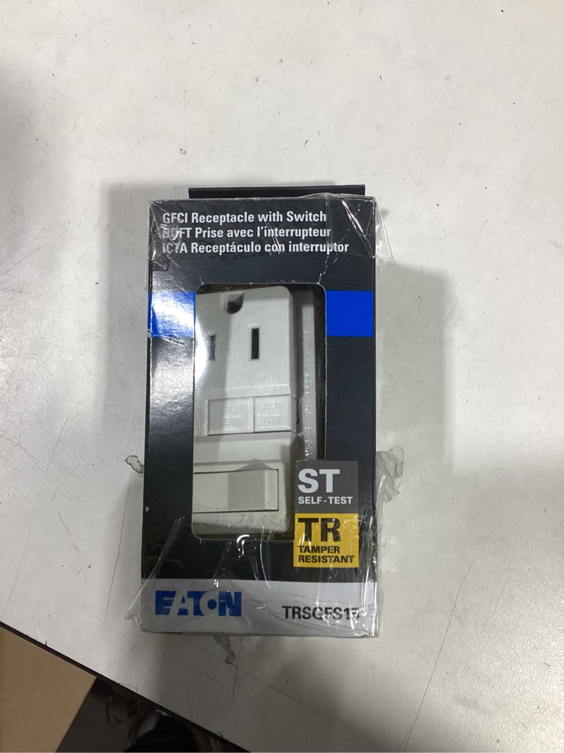 Condition photo showing Good Condition for eaton 15-amp 125-volt tamper resistant gfci residential decorator switch outlet, white