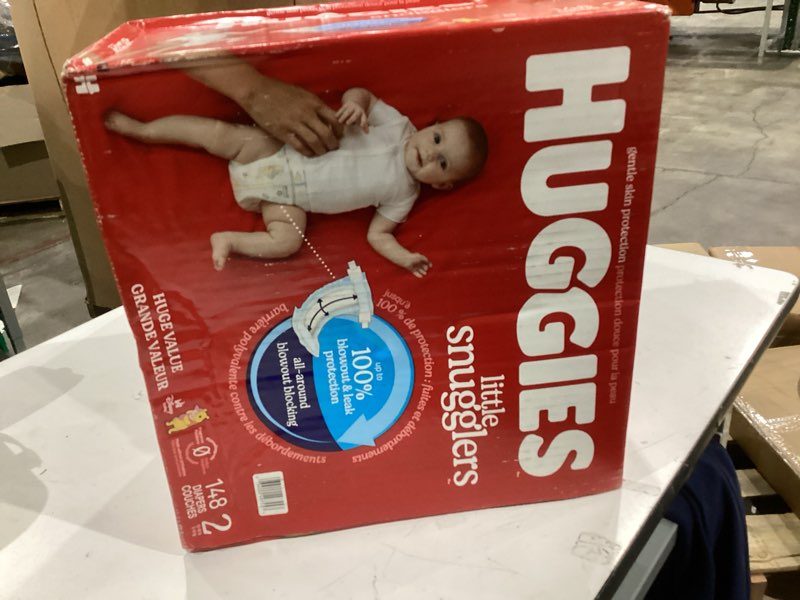 Condition photo showing New/Like New for Huggies Size 2 Diapers, Little Snugglers Baby Diapers, Size 2 (12-18 lbs), 148 Count Size 2 148