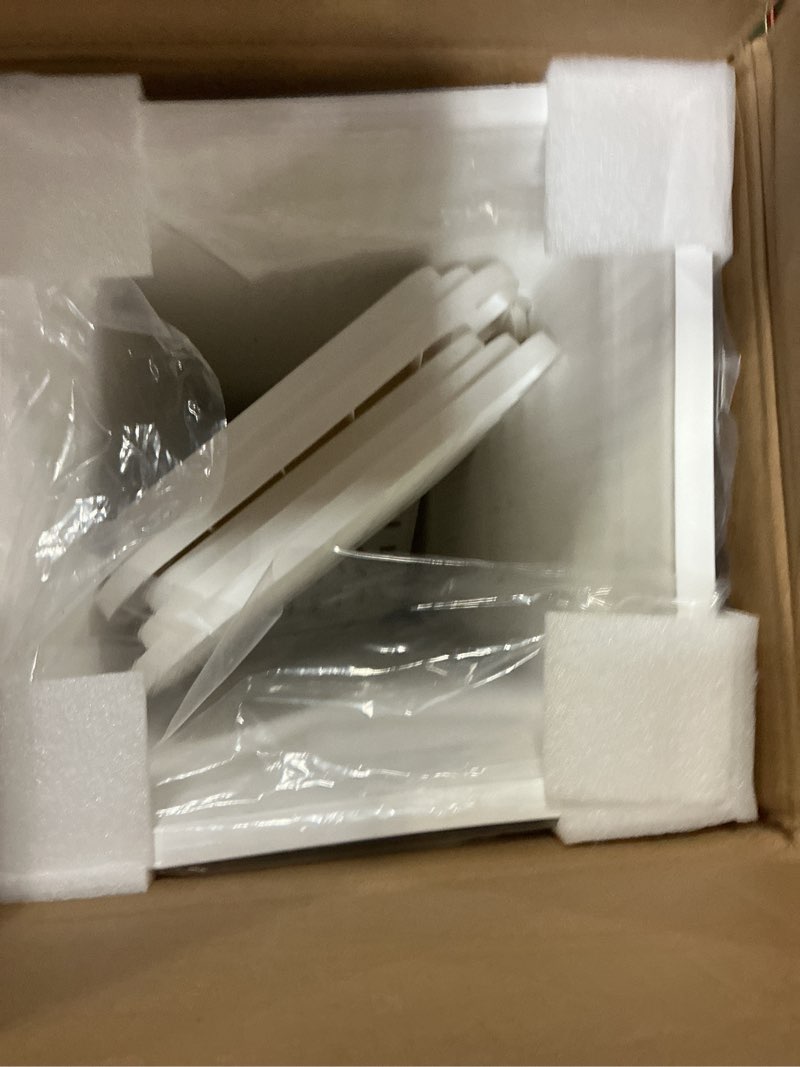 Condition photo showing Good Condition for tall outdoor planters set of 2, 24" tapered outdoor tall white planter for front porch, large indoor modern planter flower pots with tray, drainage holes (ribbed) white ribbed 24"