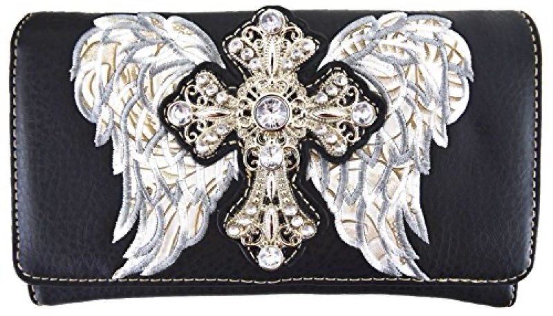 women's crossbody wallet wristlet cross angel wings western trifold phone id