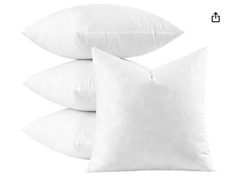 MIULEE Pillow Inserts 20x20 Inch Set of 4, Feather Mix Polycotton with Cotton Fabric Square Decorati