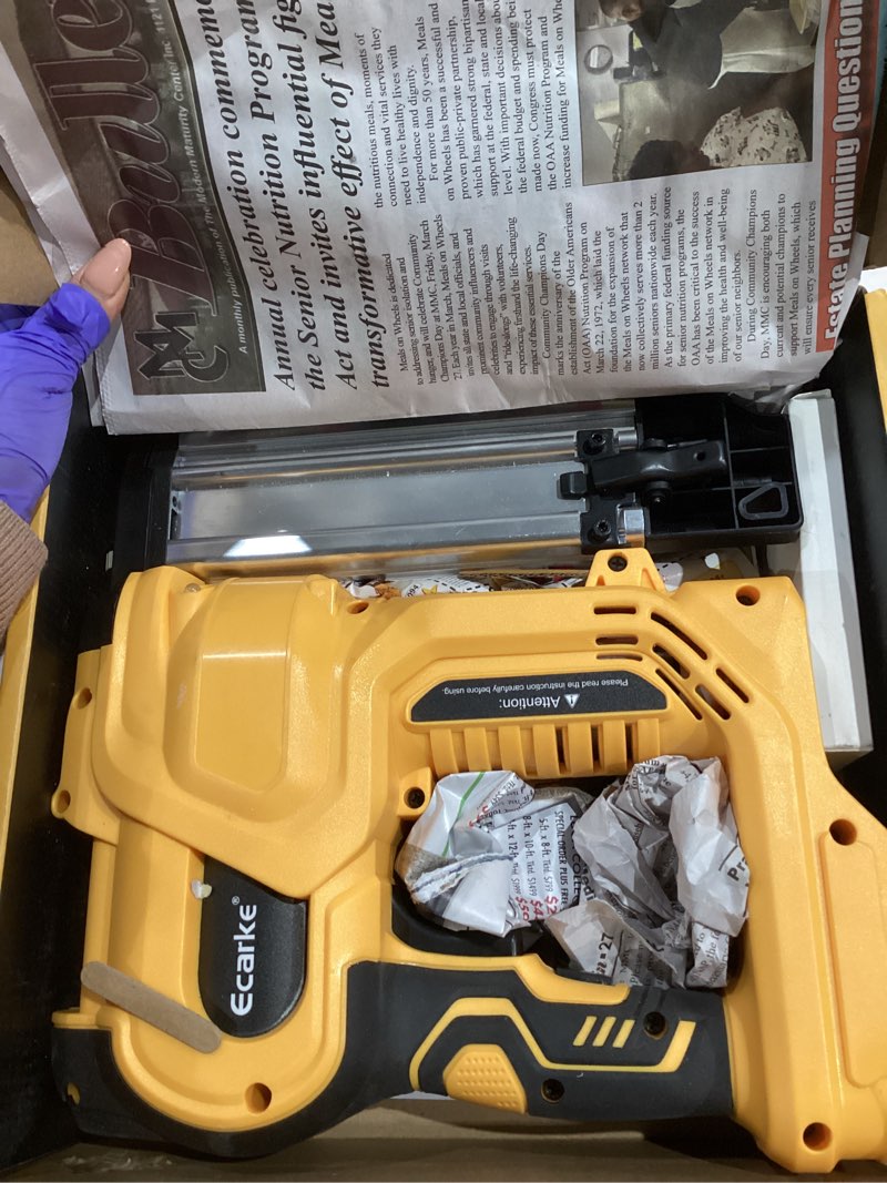 Condition photo showing Good Condition for ecarke cordless 2" brad nailer compatible with dewalt 20v battery(no battery), 2 in 1 electric nail gun staple gun with 18ga nails, power nail gun for trim wood crafting home carpentry, 7.2lbs 2" nailer for dewalt 20v battery (2 in 1)