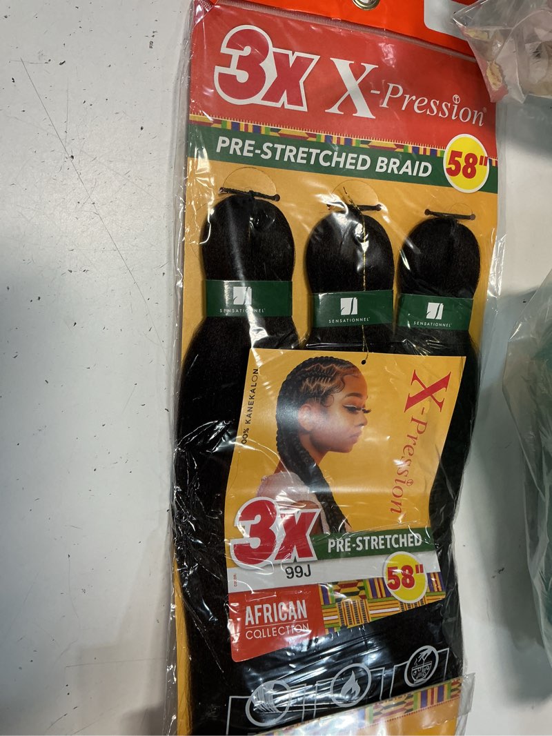 Condition photo showing Good Condition for (incomplete)pre stretched braiding hair 8 pack 22 inch hot water setting professional soft yaki texture synthetic hair extensions (22 inch, 99j) 22 inch (pack of 8) 99j(burgundy dark red)