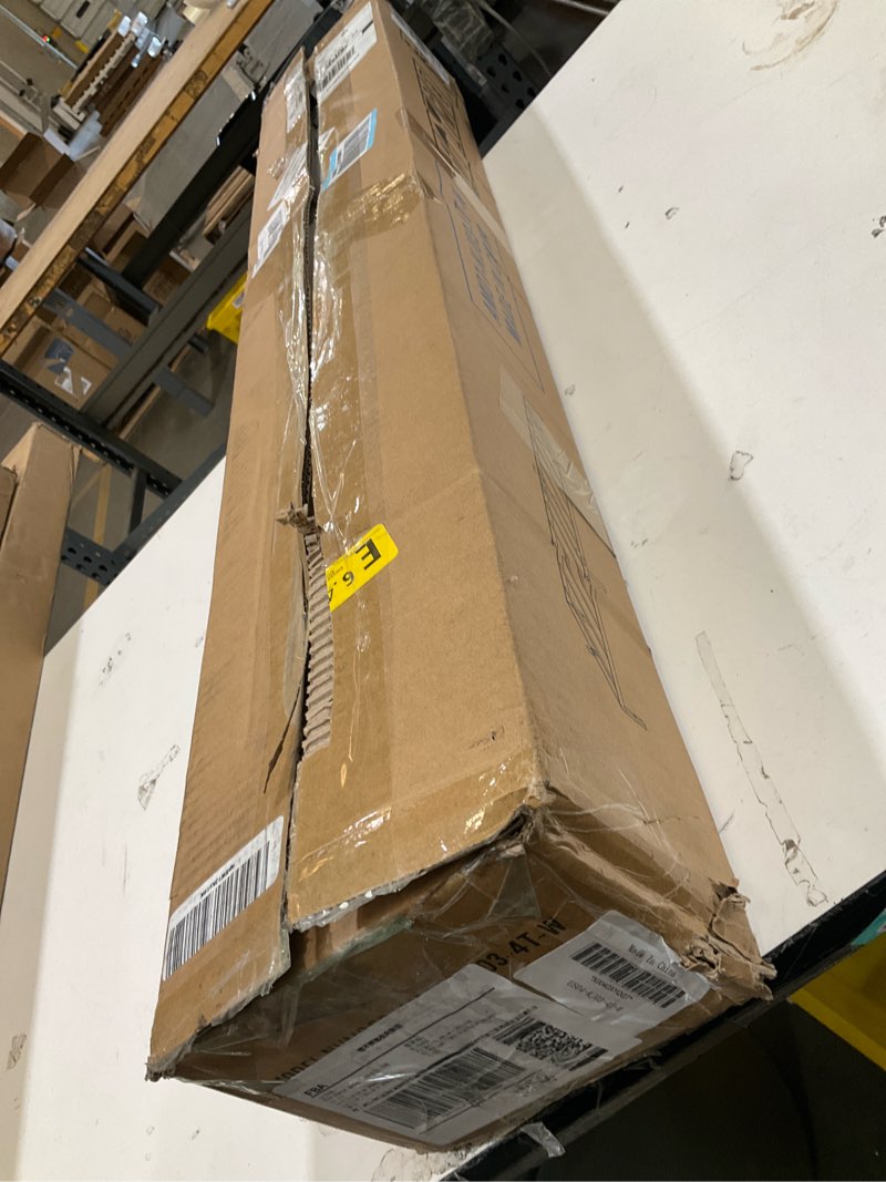 Condition photo showing As Is for 4 inch twin bed frames with metal baffles, white bed frame twin size no box spring needed, rounded corner legs, heavy duty steel platform support, noise free, easy assembly twin 4 inch