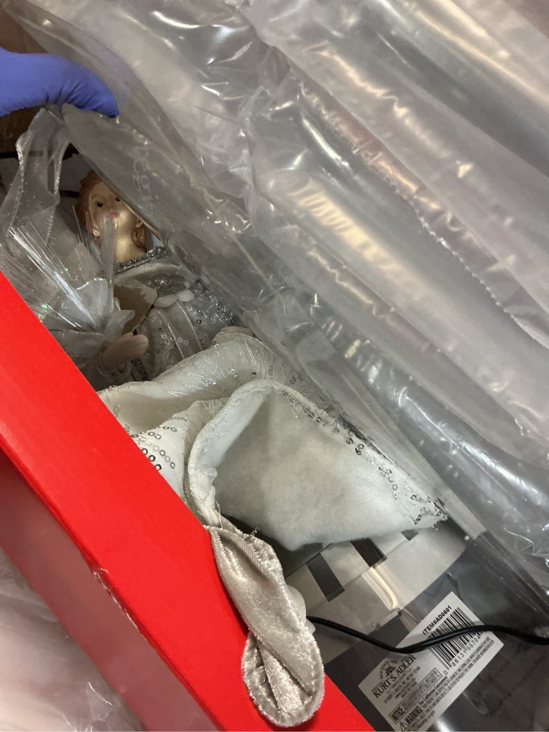 Condition photo showing Good Condition for Kurt Adler 16-Inch Fiber Optic White, Silver, and Gray Angel Tree Topper, Multicolor