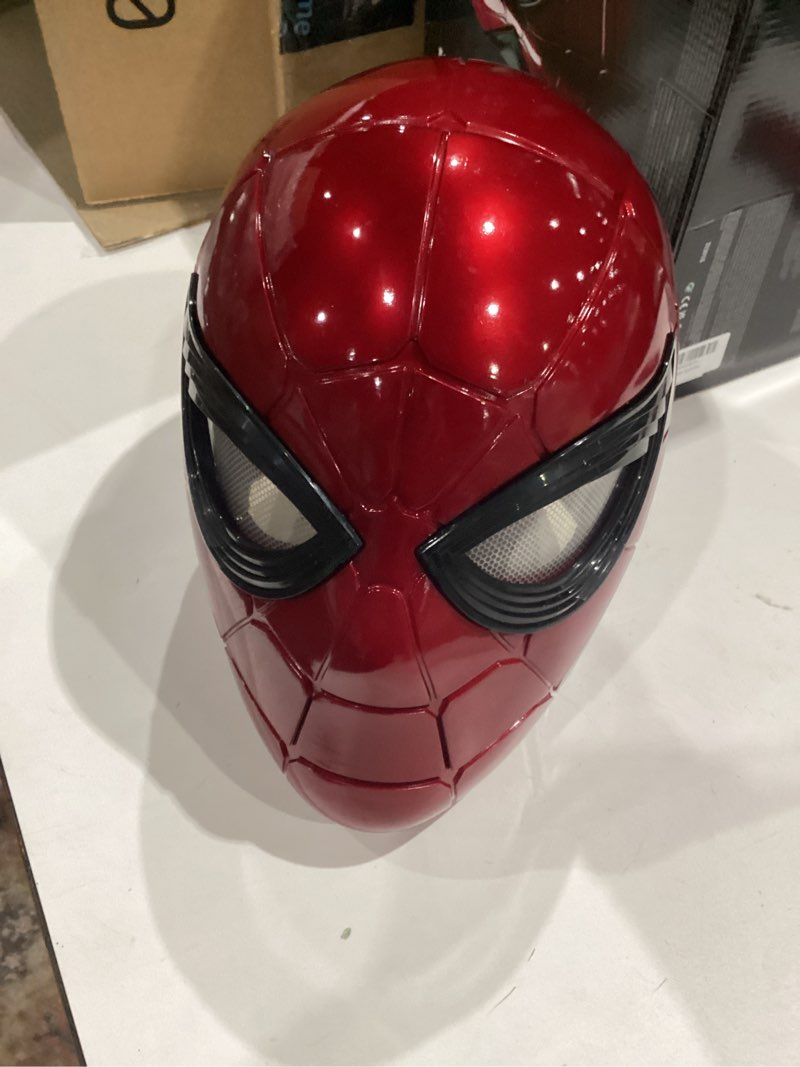 Condition photo showing Good Condition for spider-man marvel legends series iron spider electronic helmet with glowing eyes, 6 light settings and adjustable fit , red
