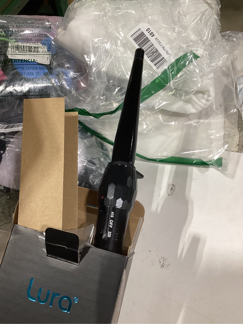 Condition photo showing New/Like New for lura ceramic tourmaline coating curling wand, 1/2-1 inch barrel hair curler with 2 heat setting (320/410?), suitable for all hair types