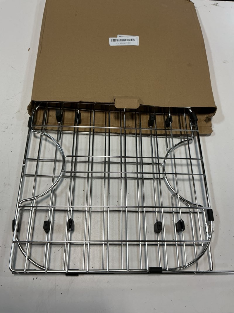 Condition photo showing Good Condition for sink protectors for kitchen sink12“13”24“26”,detachable kitchen sink mat 304 stainless steel material sink rack for bottom of sink.(26"x14" center drain) 26"x 14"center drain silver