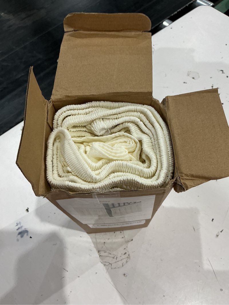 Condition photo showing Good Condition for biscaynebay wrap around bed skirts with split corners for queen beds 18" drop, ivory adjustable elastic dust ruffles easy fit wrinkle resistant silky luxurious fabric machine washable queen-18" drop split corner ivory