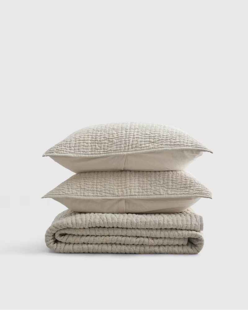 Quince European Linen Cotton Stitch Quilt Set  3 king