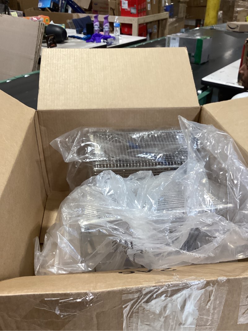 Condition photo showing Good Condition for deep fryer basket, nickel plated iron construction with non-slip handle, heavy duty commercial restaurant kitchen frying basket for chips, fish, sausages & more (4pcs, 13 1/4" x 6 1/2" x 6) 4pcs 13 1/4" x 6 1/2" x 6