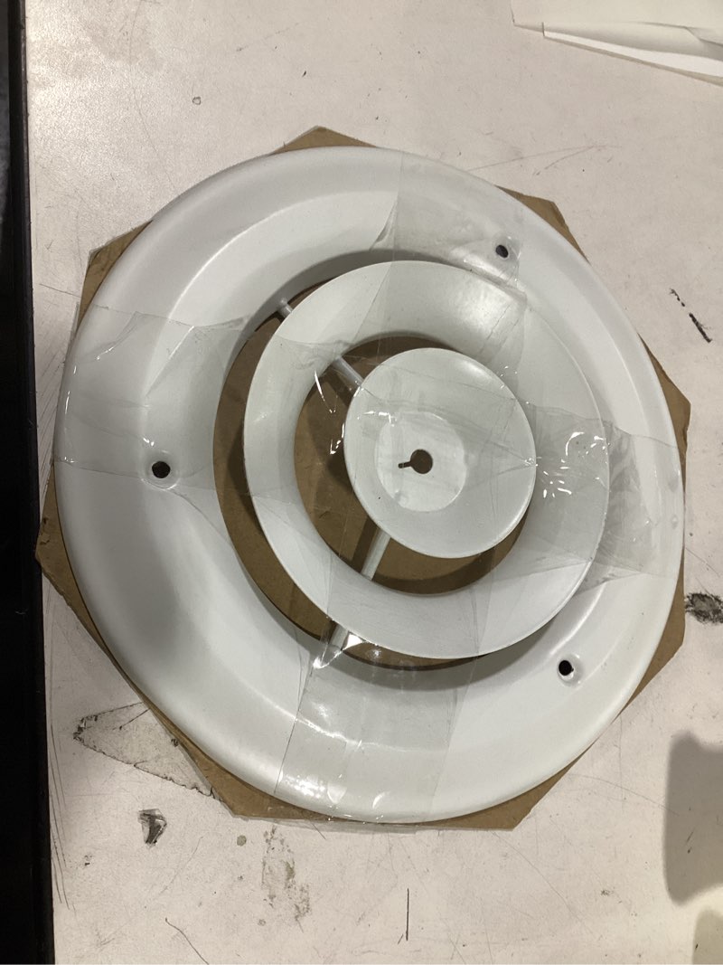 Condition photo showing As Is for (No hardware) RELIABILT 6-in x 6-in Step-down Steel Ceiling Diffuser in White