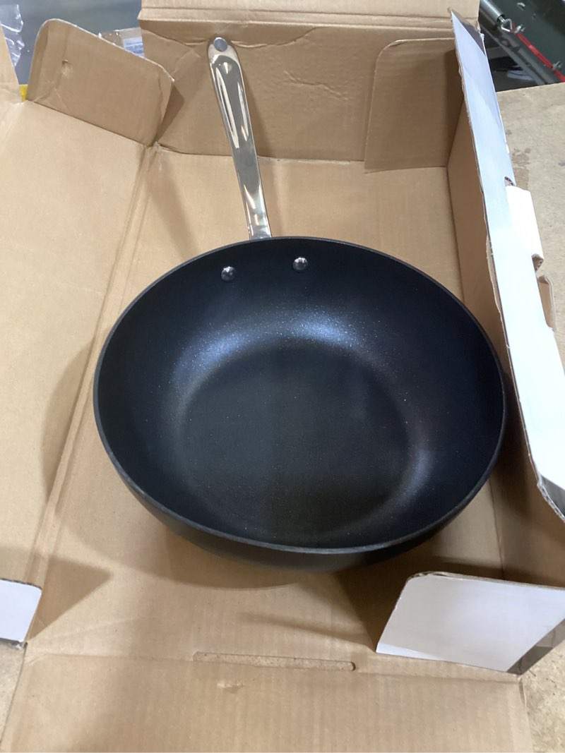 Condition photo showing As Is for all-clad ha1 expert hard anodized nonstick sauté pan with lid (4 qt, 12") dishwasher-friendly, oven-safe up to 500°f & compatible with all stovetops (gas, electric & induction) - black