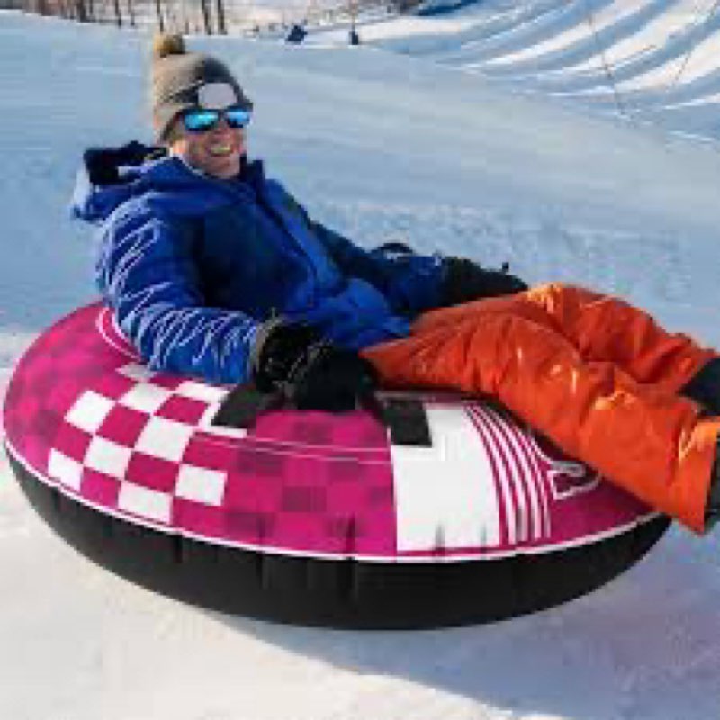 jasonwell inflatable snow tube sled - 48" heavy duty snow tubes for sledding with premium canvas cov