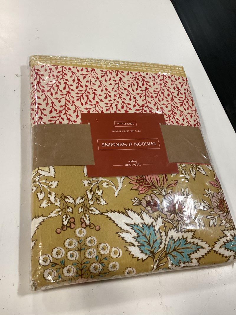 Condition photo showing New/Like New for maison d' hermine table cloth rectangle table 100% cotton 70 x 108 inches tablecloth reusable decorative for dining kitchen room farmhouse party home hotel restaurant spring summer - marquise 001 - marquise 108" x 70" (rectangular)