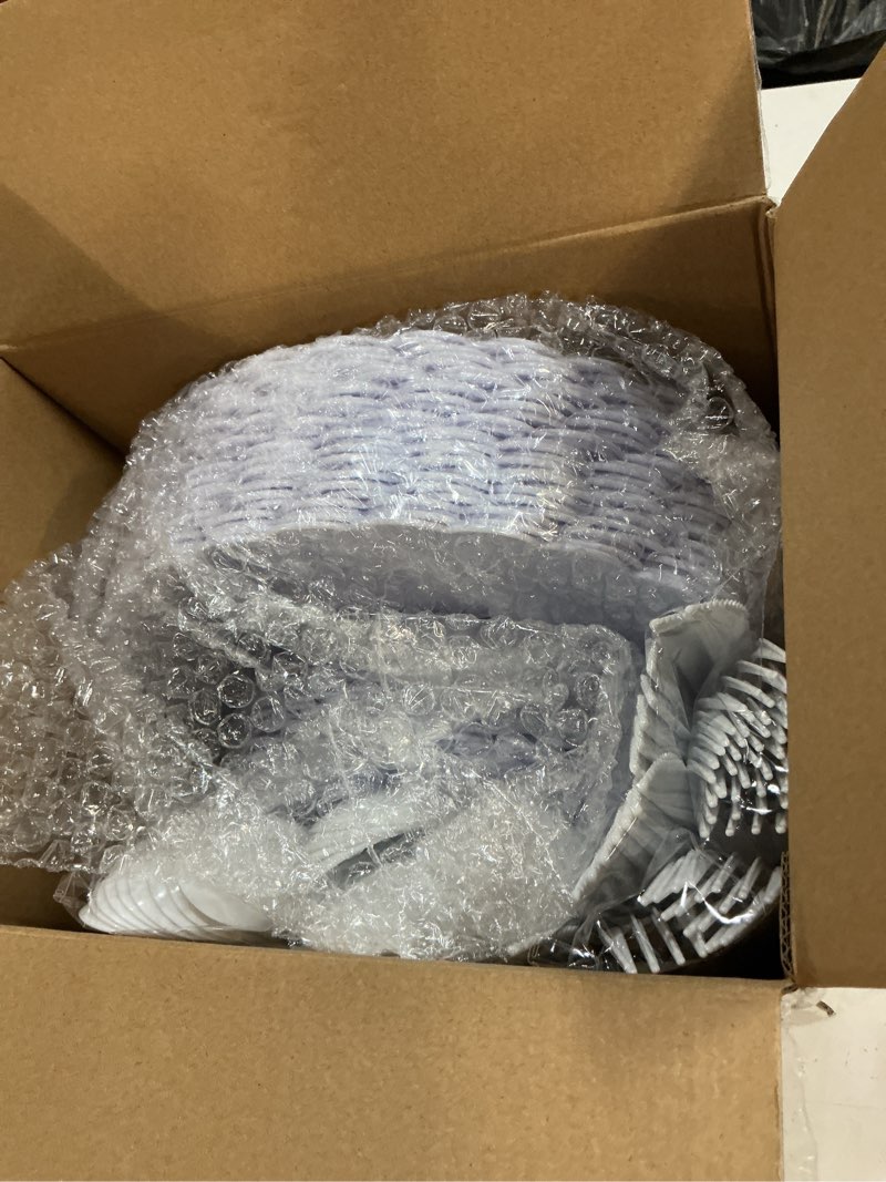 Condition photo showing New/Like New for wonderful 150 pcs white plastic plates disposable heavy duty holiday disposable plastic plates for party wedding include 60 pcs plate set 90 pcs cutlery set wedding decor holiday valentines day 150pcs white