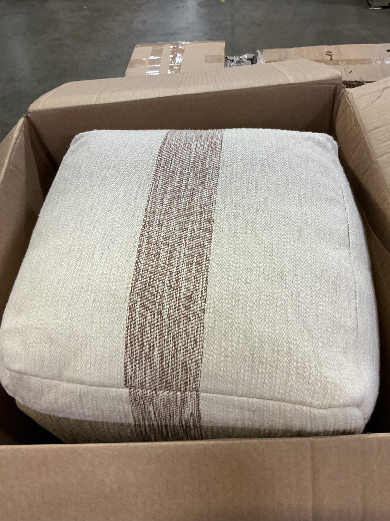 Condition photo showing Good Condition for anji mountain pouf ottoman foot rest, handmade ottoman pouf, comfortable foot stool, decorative floor seating for living room decor, bedroom & home décor accent - petal stripe