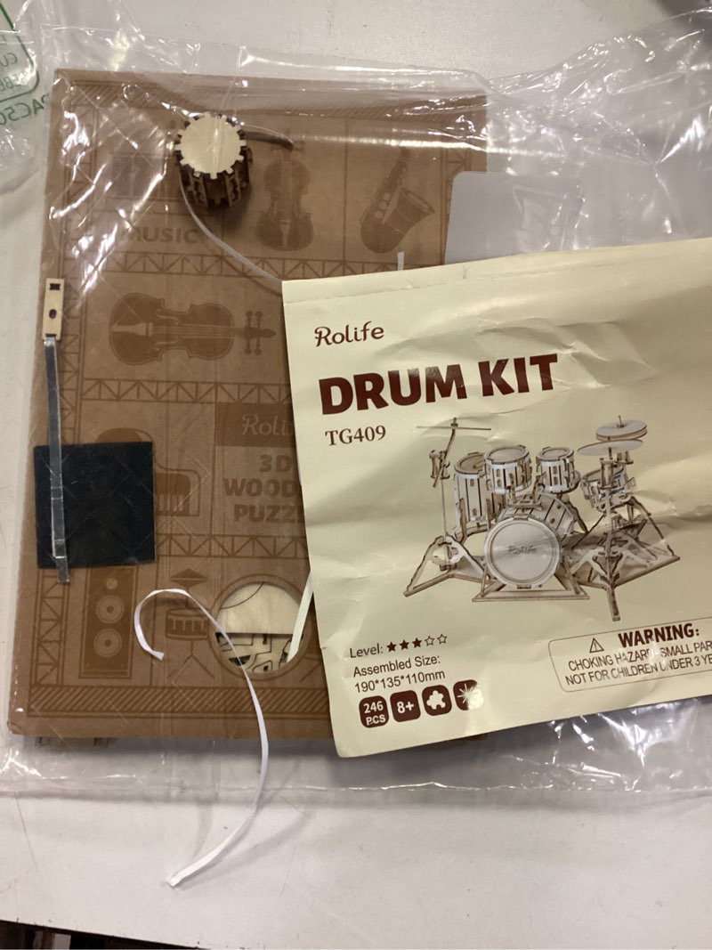 Condition photo showing Good Condition for Rolife 3D Wooden Puzzles Model Kit for Adults and Teens to Build Musical Instrument Series (Drum kit)