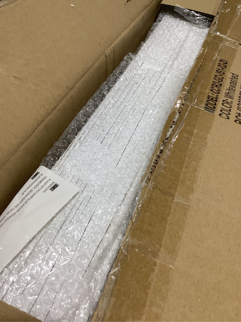 Condition photo showing Good Condition for HBCY Creations Wall Mounted Shelf with Coat Hooks and Baskets, Solid Wood Entryway Organizer Wall Shelf with Hooks - Hang Coats, Keys or Coffee Mugs, Rustic Whitewashed 24" Wide Whitewashed 24 Inch