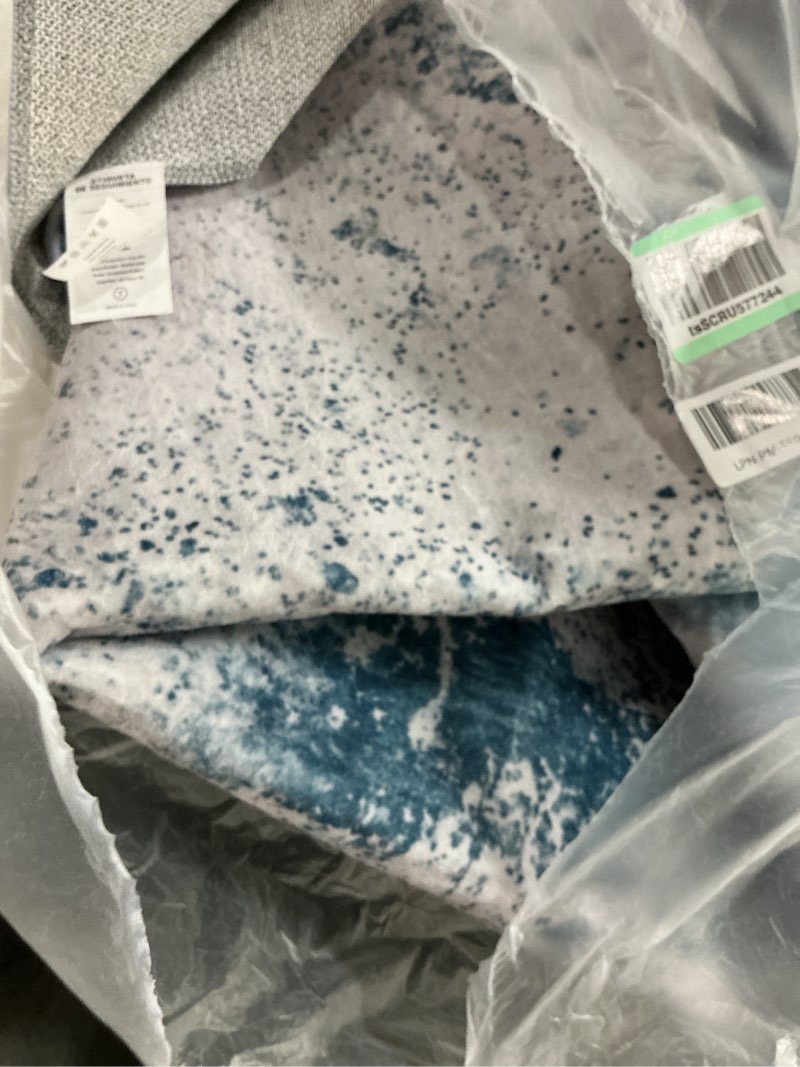 Condition photo showing As Is for area rugs 5x7 living room: washable rug modern abstract large rugs soft non slip neutral rug stain resistant indoor carpet for bedroom kitchen dining room table nursery home office rugs(blue,5'x7') blue 5' x 7' (rectangular)