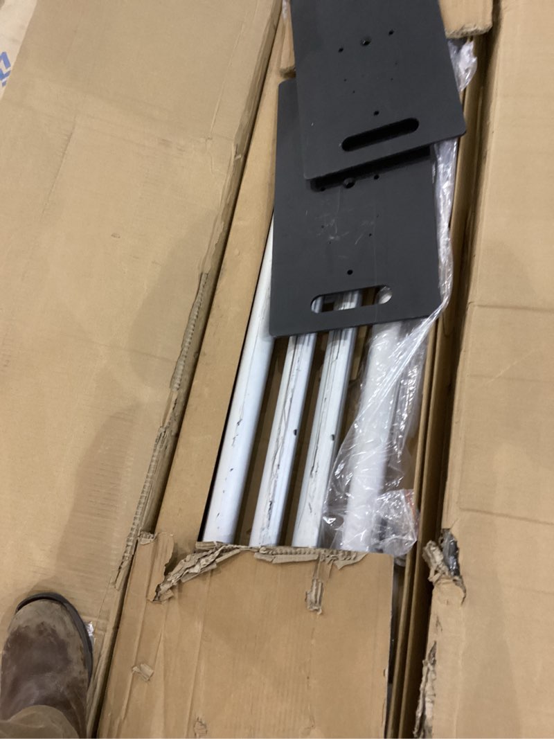 Condition photo showing As Is for Pipe and Drape Backdrop Stand, 10x10ft Double Heavy Duty Backdrop Stand Adjustable Telescopic Metal Frame with Wide Flat Bases for Stability for Wedding, Photo Booth, Party & Event Decorations