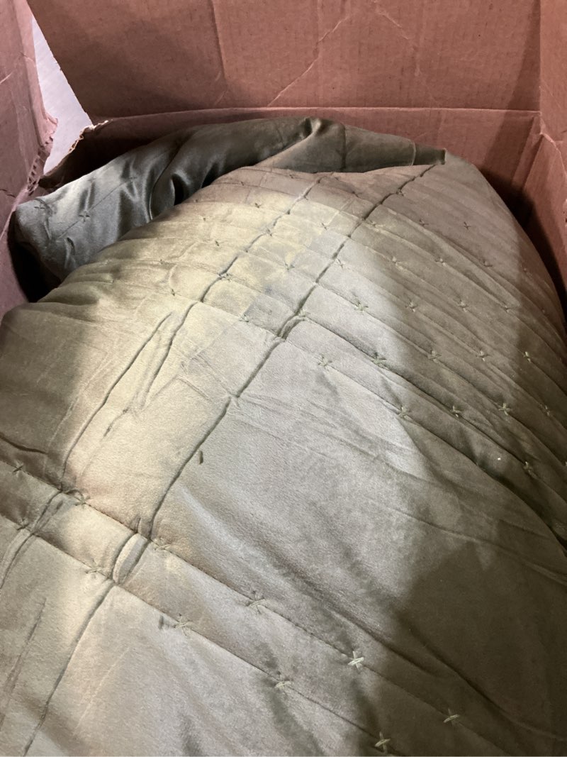 Condition photo showing Good Condition for bov california king bedspread & sham set - 120x120 oversized velvet quilt lightweight bedspread | olive green king size quilt bedding set, all-season microfiber polyester (green, california king) green california king