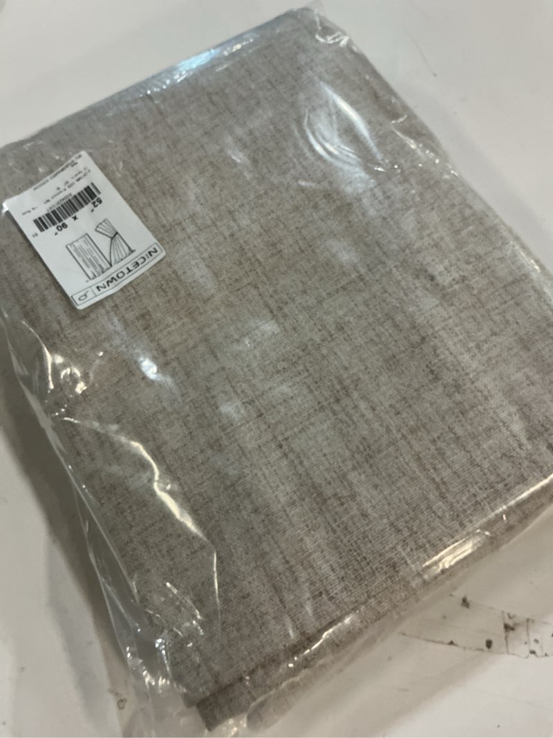 Condition photo showing Good Condition for nicetown 100% blackout linen curtains 90" long for bedroom, thermal insulated living room curtains with liner, farmhouse style linen blend window draperies for dining room (2 panels, 52" w, natural) natural 52"w x 90"l (pack of 2)