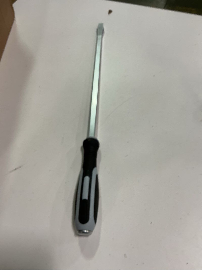 Condition photo showing Good Condition for 22-5/32" Demolition Screwdriver,12mm Large Demo Flathead/Slotted Screwdriver Heavy Duty, Long Straight Head Pry Bar with Square Shank for Car Repair