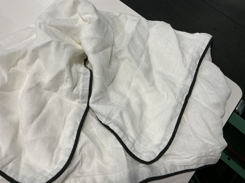 Condition photo showing Good Condition for european linen piped euro sham, euro, white/black