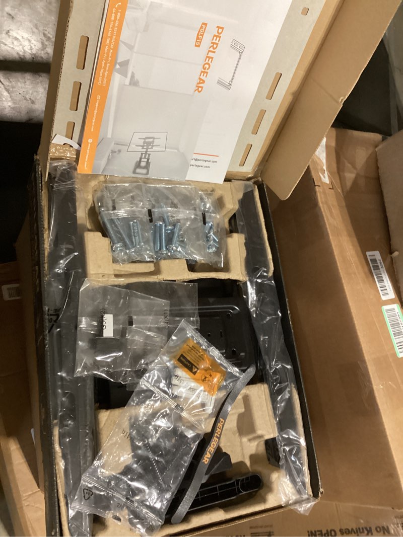 Condition photo showing Good Condition for perlegear ul-listed full motion tv wall mount for 42–97 inch flat curved tvs up to 132 lbs, 12?/16? wood studs, tv mount bracket with tool-free tilt, swivel, extension, max vesa 600 x 400mm, pglf15 fits 42-97" tvs / max 16" wood stud