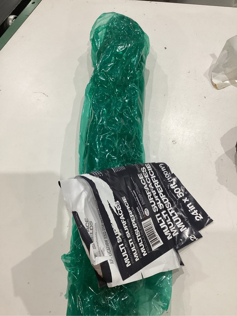 Condition photo showing As Is for surface shields multi surface self-adhering film 3 mil x 24 in. w x 50 ft. l polyethylene green