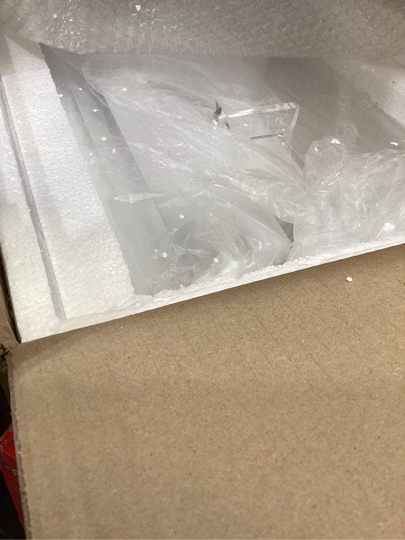 Condition photo showing Good Condition for hmyhum acrylic podium stand, clear lecterns & pulpits for classroom, weddings, churches, speech, with storage shelf, metal base, 23.6" l x 15.7" w x 46.1" h, modern